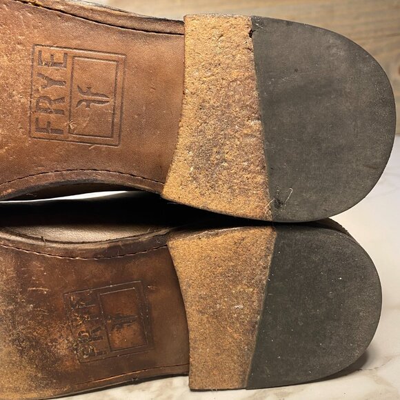 Frye Paige Tall Brown Leather Pull On  Riding Boots Women's Size 7.5B - Picture 9 of 13